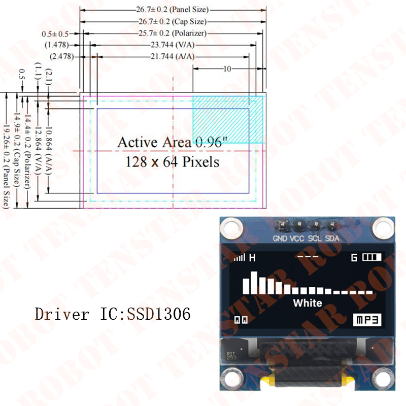 TENSTAR 0.96 Inch OLED SSD1306 - đánh giá và giá Ssd1306