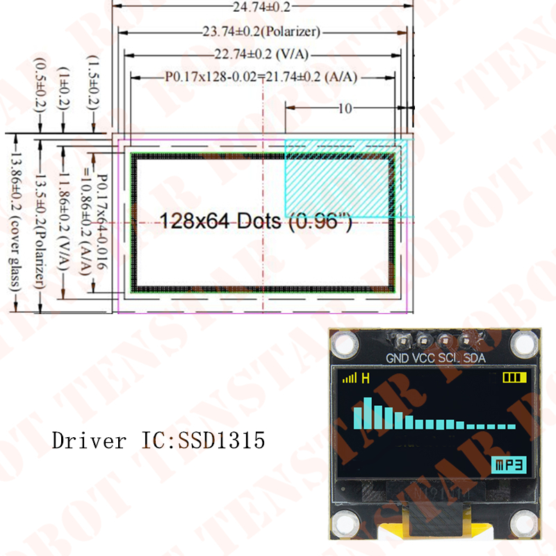 TENSTAR 0.96 Inch OLED SSD1306 - đánh giá và giá Ssd1306