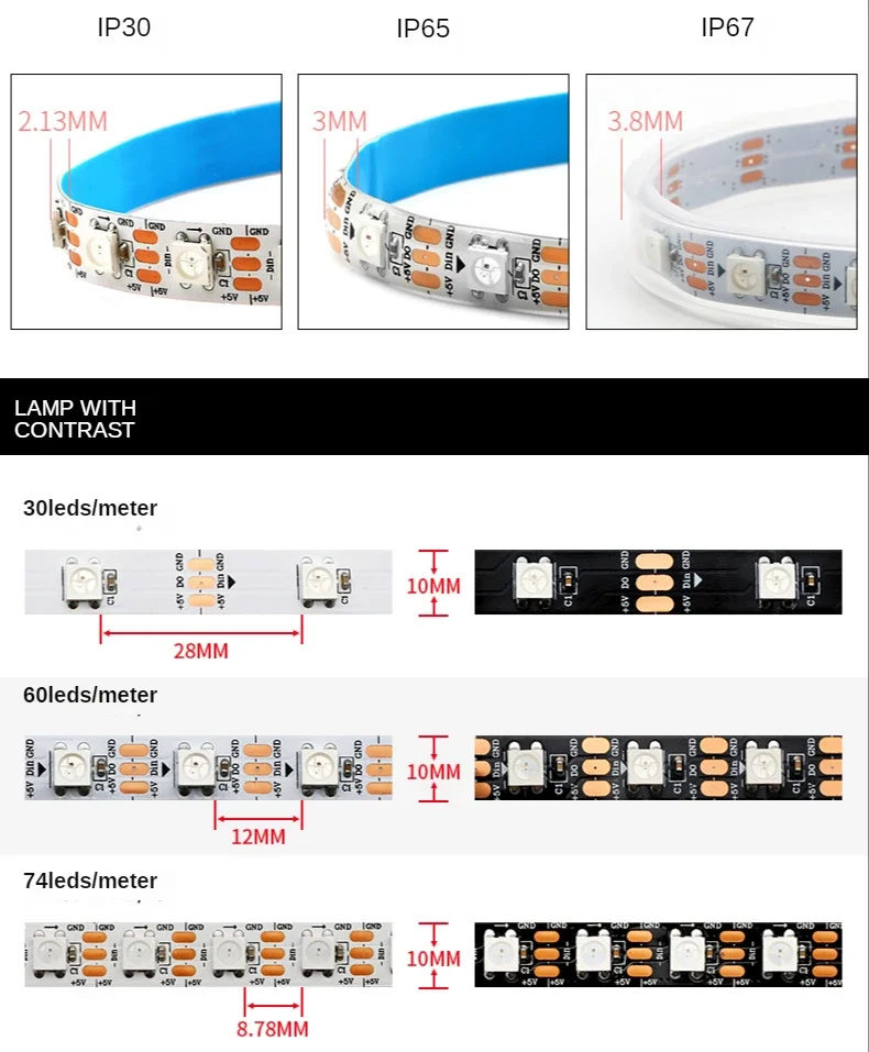 WS2812B Smart Led Strip Light  - đánh giá và giá Ws2812B Strip 5V