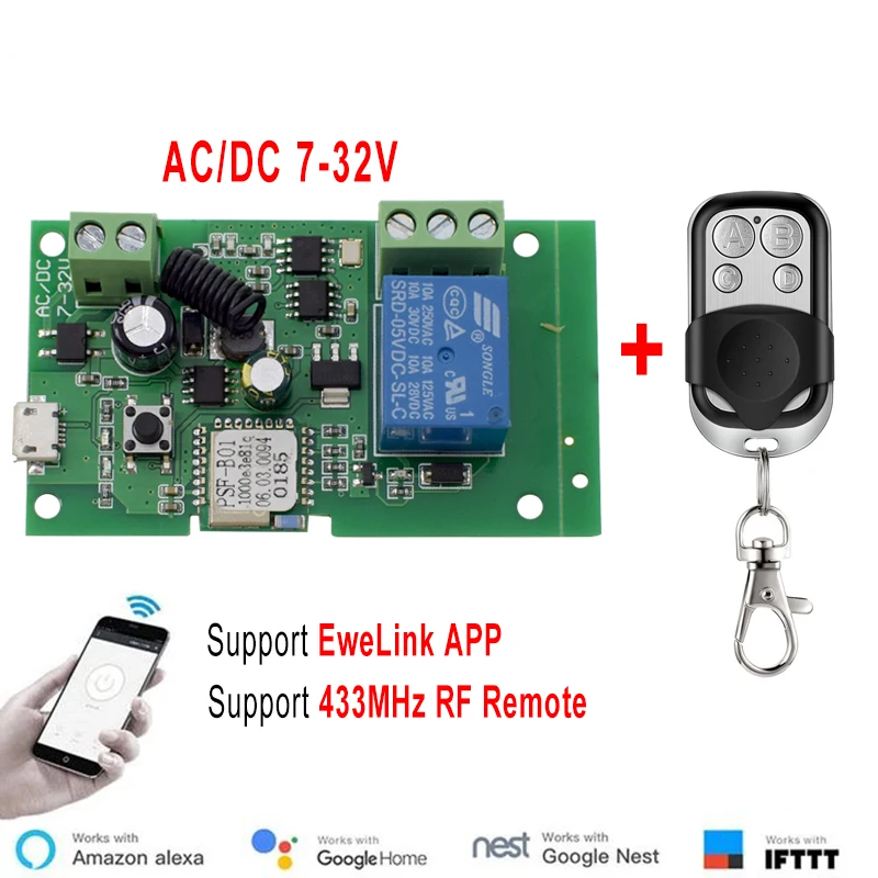 Ewelink AC/DC 5V 7V-32V 1 Chan - đánh giá và giá Relay Module 1 Channel