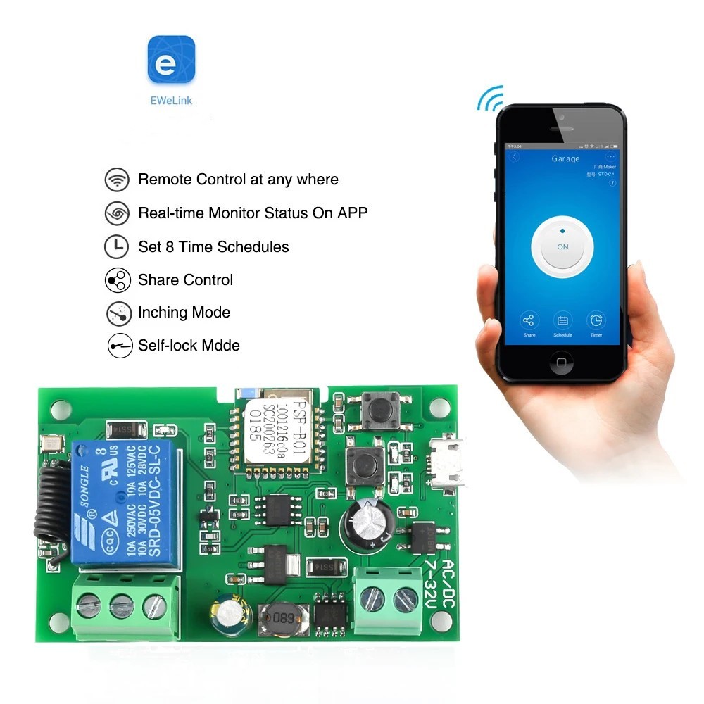 Ewelink AC/DC 5V 7V-32V 1 Chan - đánh giá và giá Relay Module 1 Channel