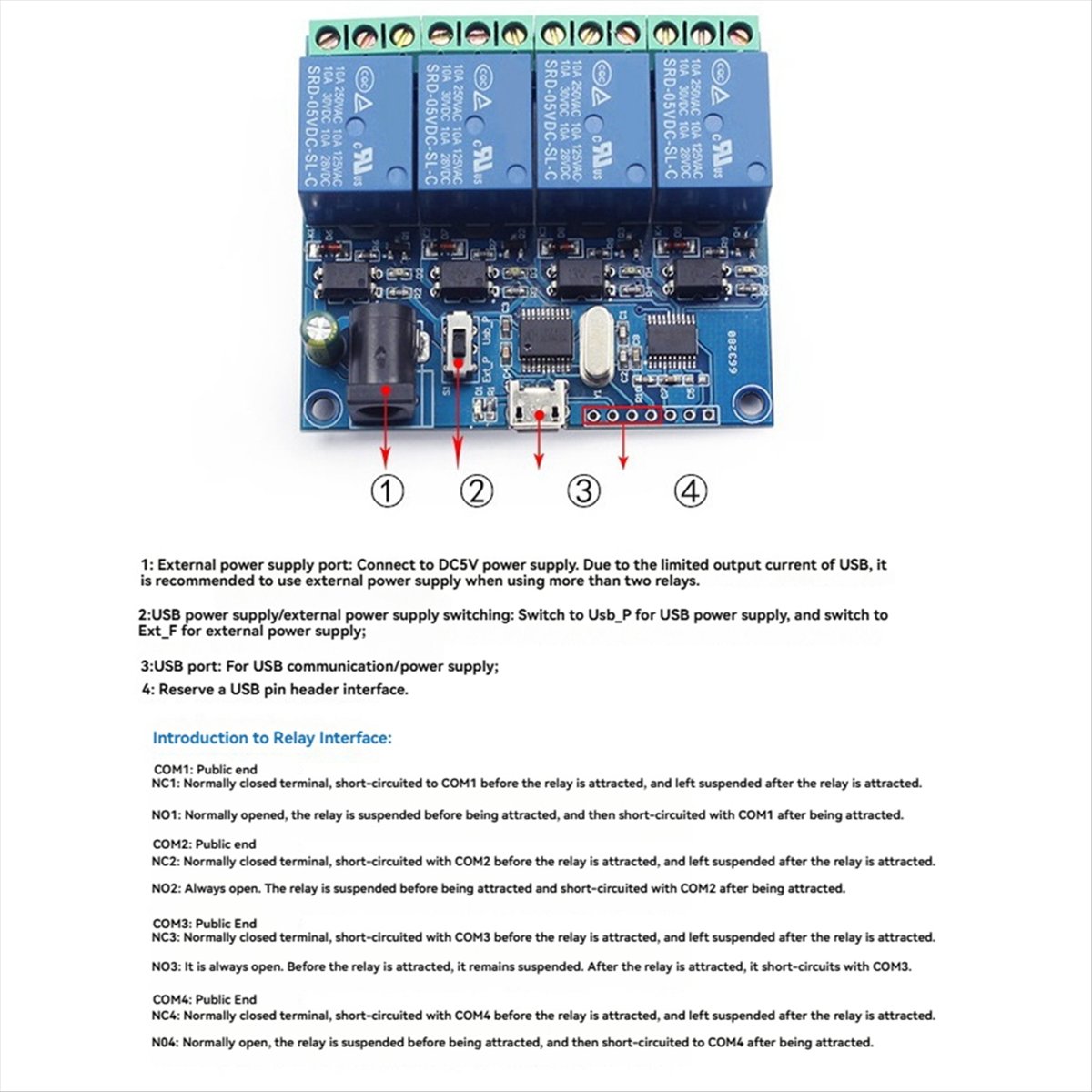 AT42 4 Channel USB Relay Modul - đánh giá và giá Relay Module 4 Channel