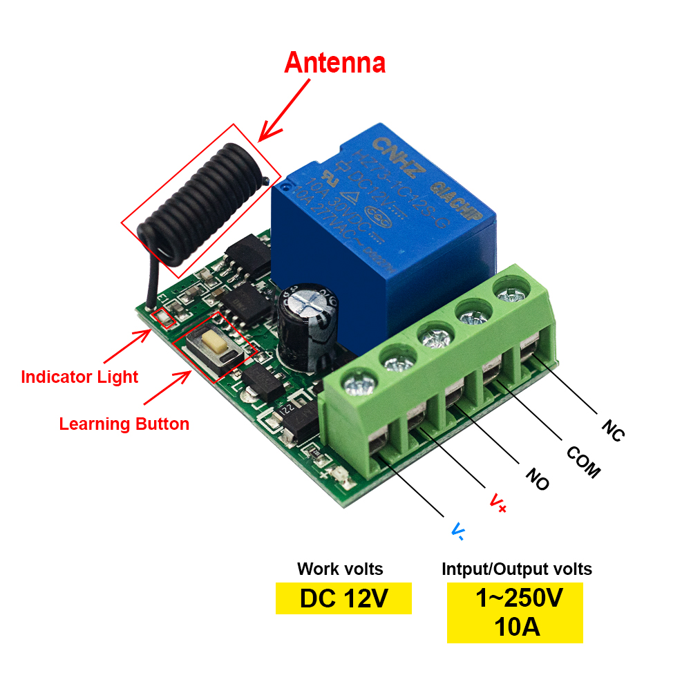 QIACHIP 433MHz DC 12V Wireless - đánh giá và giá Relay Module 4 Channel