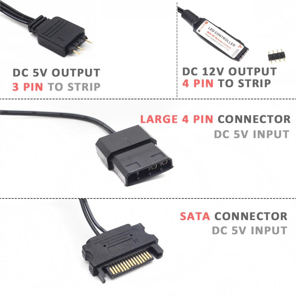 SATA Molex RGB Controller 5V 3 - đánh giá và giá Ws2812B Strip 5V