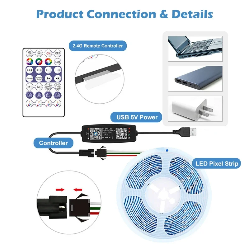 WS2812B Controller Bluetooth M - đánh giá và giá Ws2812B Strip 5V