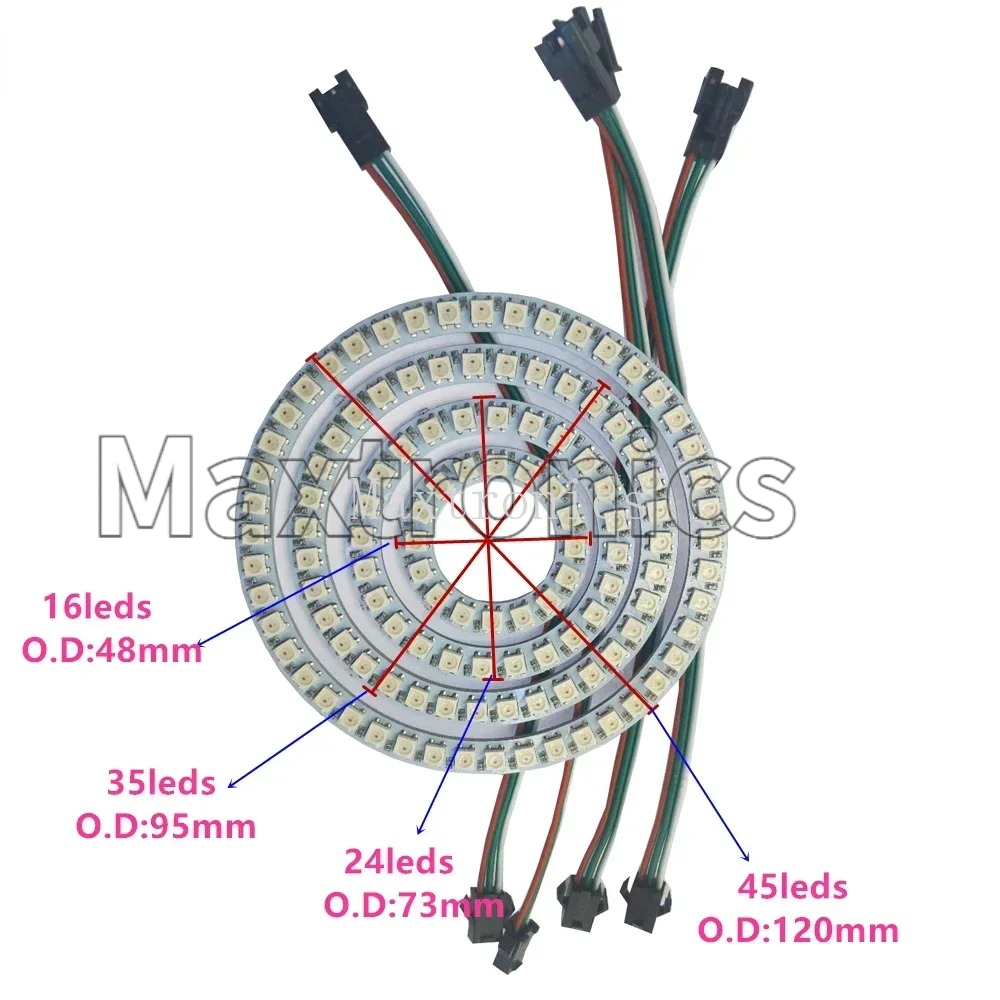WS2812B FCOB RGB Led Ring 18/3 - đánh giá và giá Ws2812B