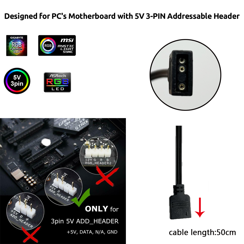 5V ARGB 3Pin Header for Asus A - đánh giá và giá Ws2812B