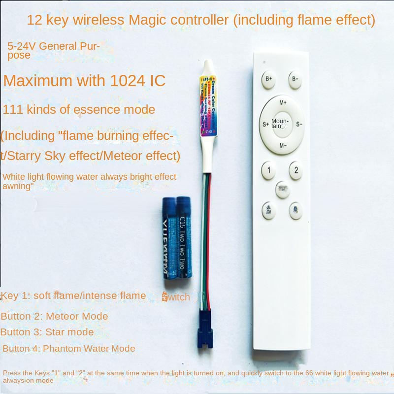 RF 12-key fantasy flame contro - đánh giá và giá Ws2812B Strip 5V