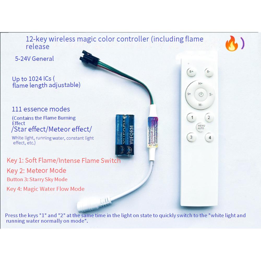 RF 12-key fantasy flame contro - đánh giá và giá Ws2812B Strip 5V